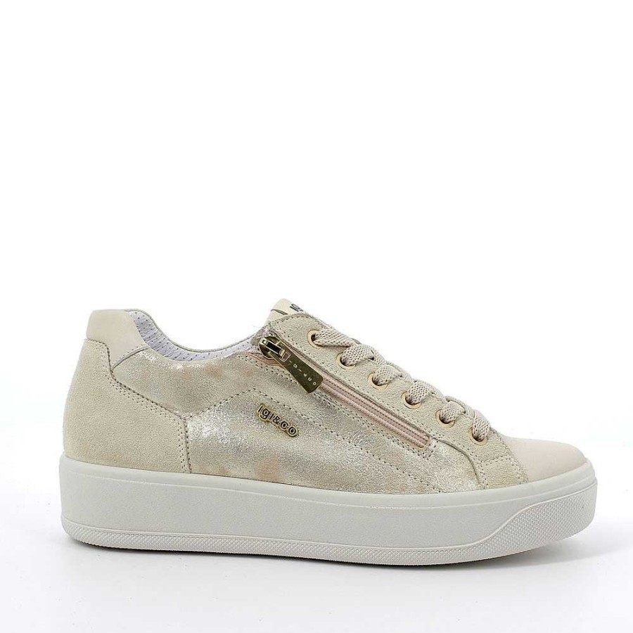 Igi&Co Sneaker In Pelle Da Donna Beige Chiaro-Platino Sneakers