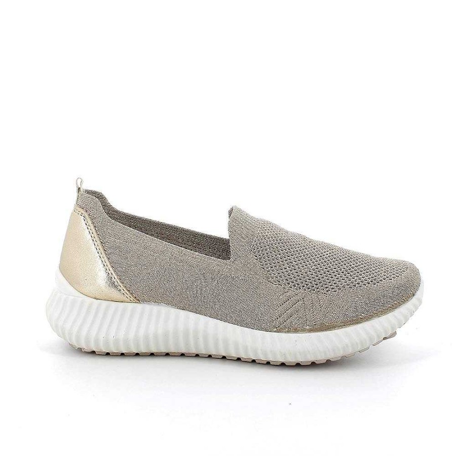 Igi&Co Sneakers Calzino Da Donna Beige-Platino Mocassini E Slip On