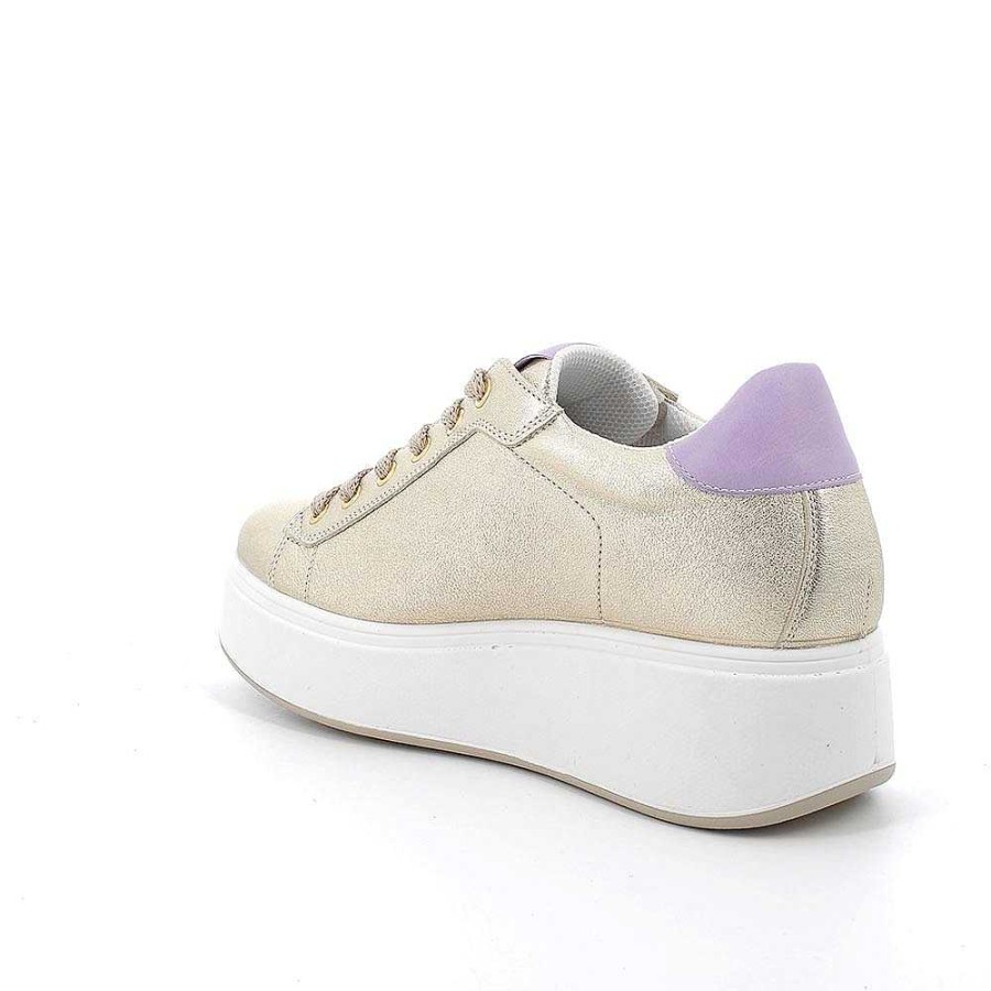 Igi&Co Sneakers Con Zeppa In Pelle Da Donna Platino Zeppe