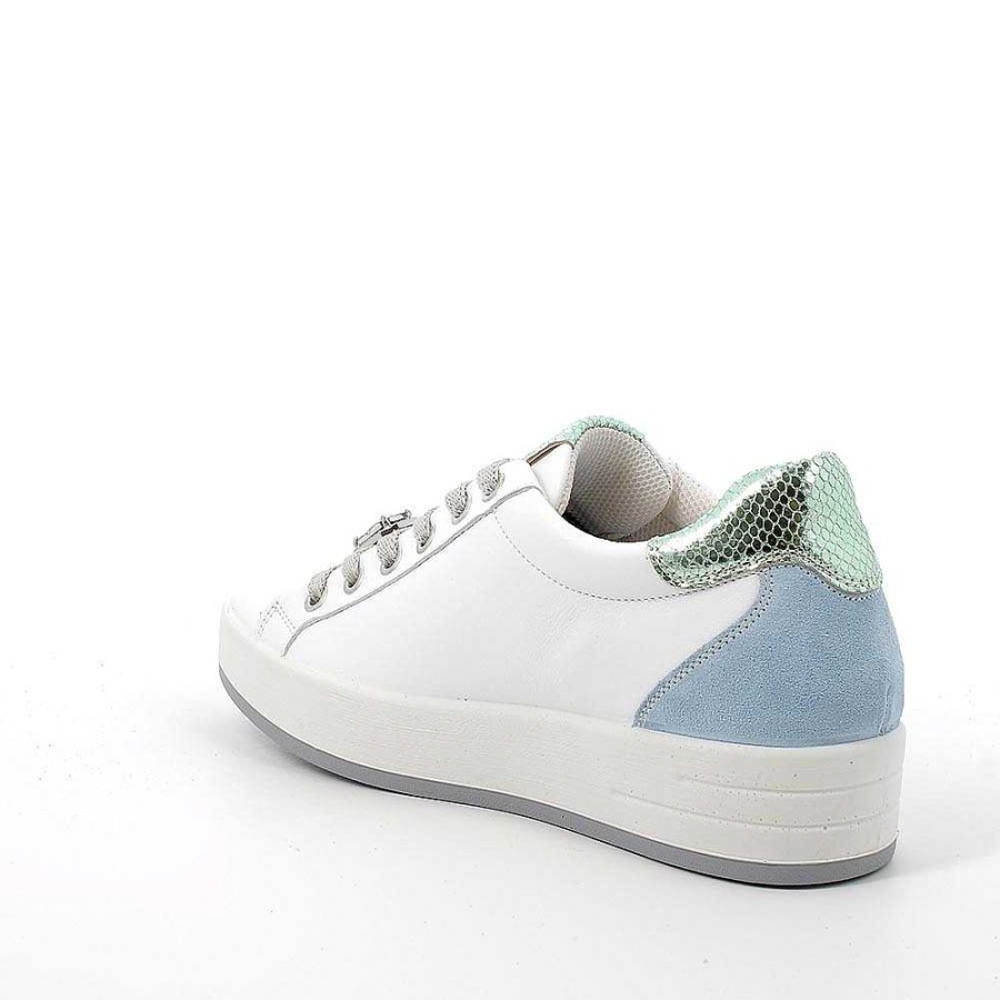 Igi&Co Sneakers In Pelle Da Donna Bianco-Celeste Sneakers