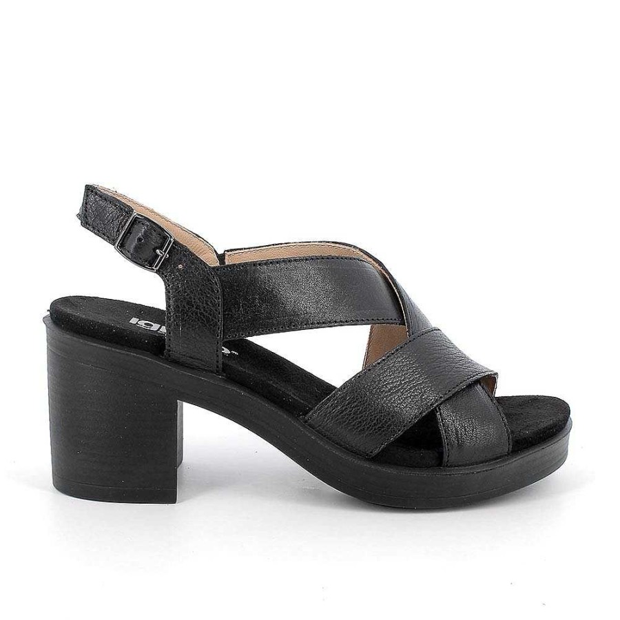 Igi&Co Sandali Con Tacco In Pelle Da Donna Nero Scarpe Con Tacco