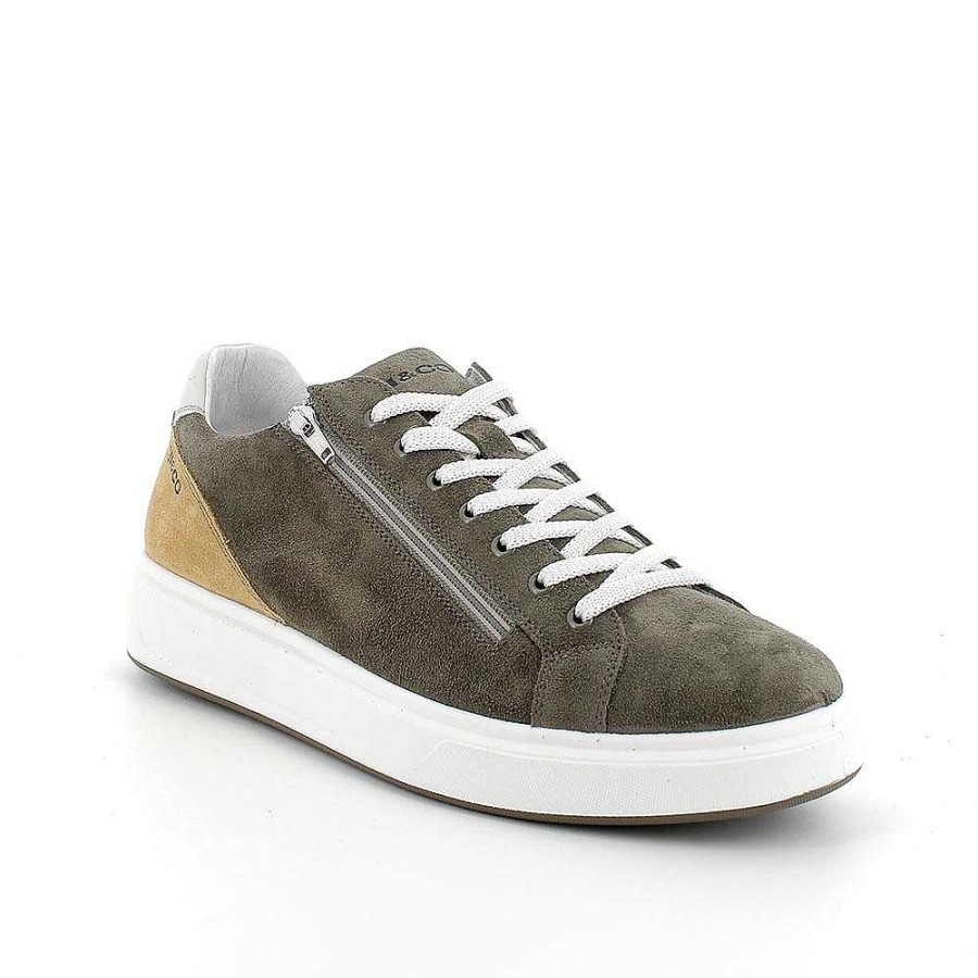 Igi&Co Sneakers In Pelle Da Uomo Verde Militare Sneakers