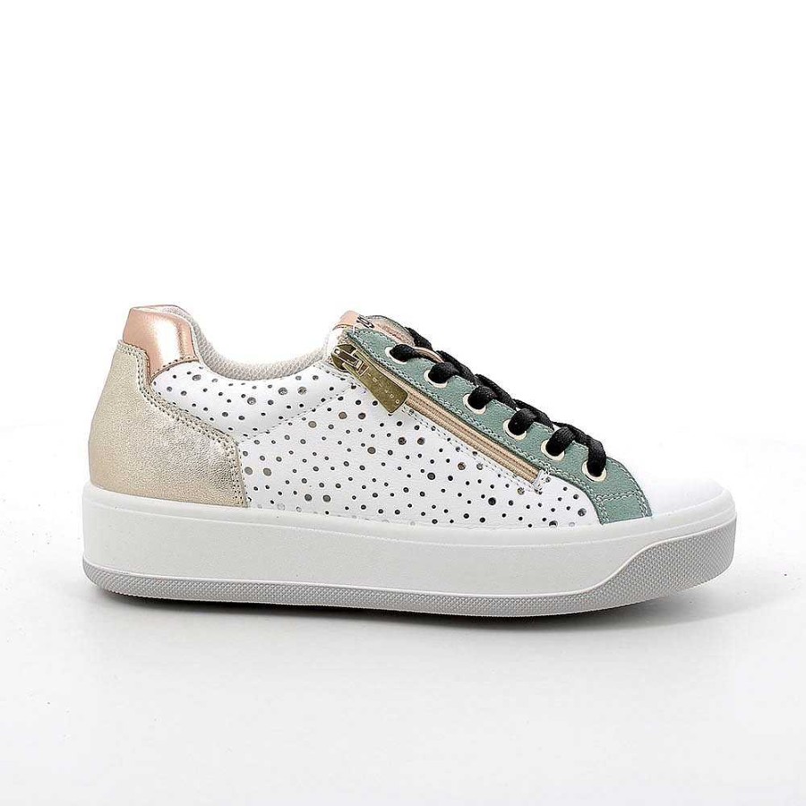 Igi&Co Sneakers In Pelle Da Donna Bianco-Verde Sneakers