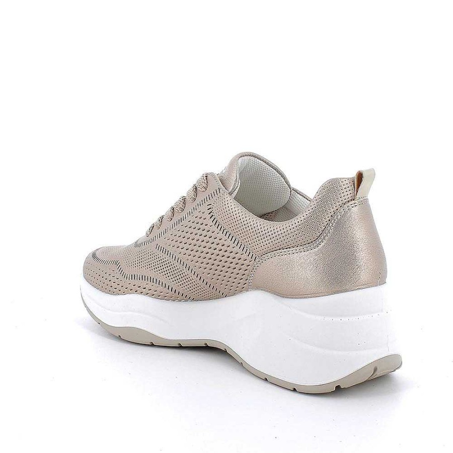 Igi&Co Sneakers Con Zeppa In Pelle Da Donna Champagne Zeppe