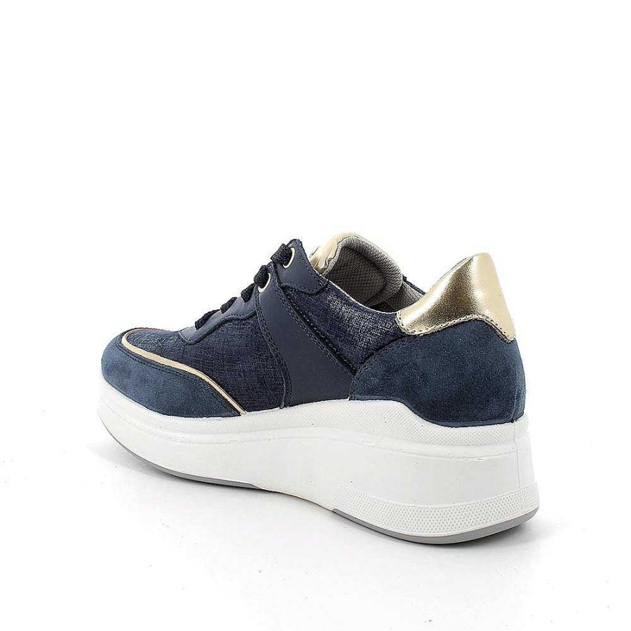 Igi&Co Sneakers Con Zeppa In Pelle Da Donna Jeans Zeppe