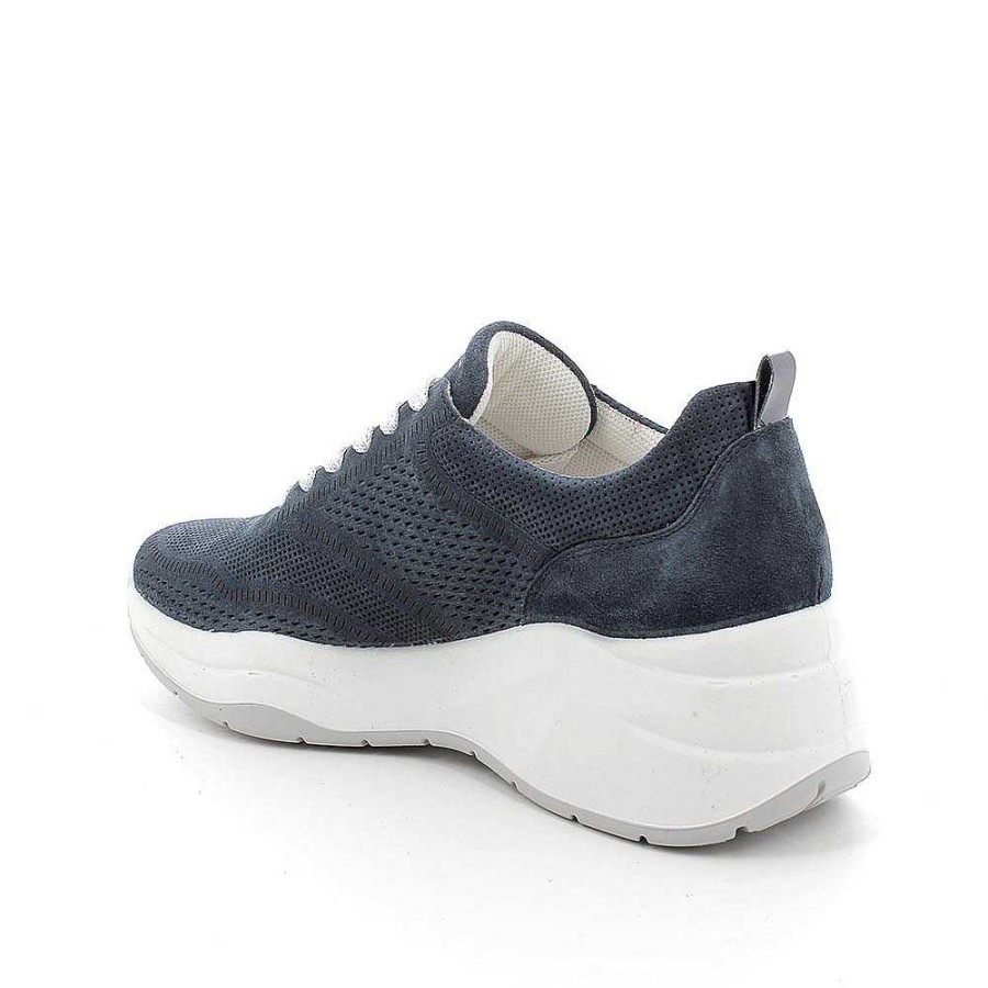 Igi&Co Sneakers Con Zeppa In Pelle Da Donna Jeans Zeppe