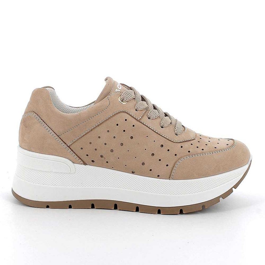 Igi&Co Sneakers Con Zeppa In Pelle Da Donna Beige Scuro Zeppe