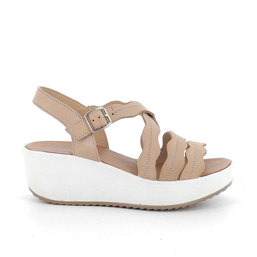 Igi&Co Sandali Con Zeppa In Pelle Da Donna Beige Zeppe