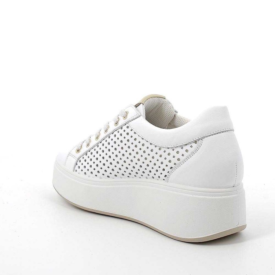 Igi&Co Sneakers Con Zeppa In Pelle Da Donna Bianco Zeppe