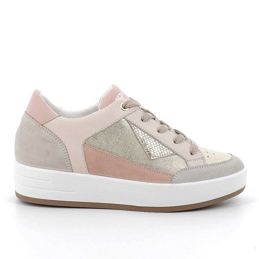 Igi&Co Sneakers In Pelle Da Donna Platino-Beige Sneakers