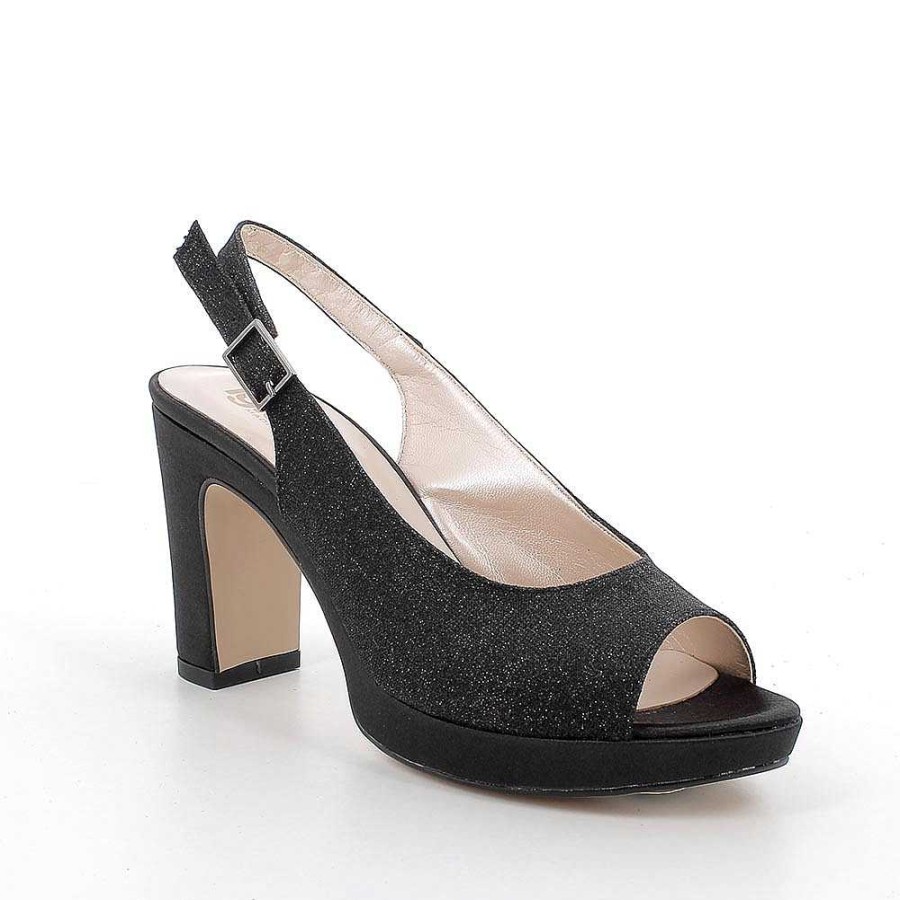 Igi&Co Sandali Con Tacco E Plateau Da Donna Nero Glitter Scarpe Con Tacco