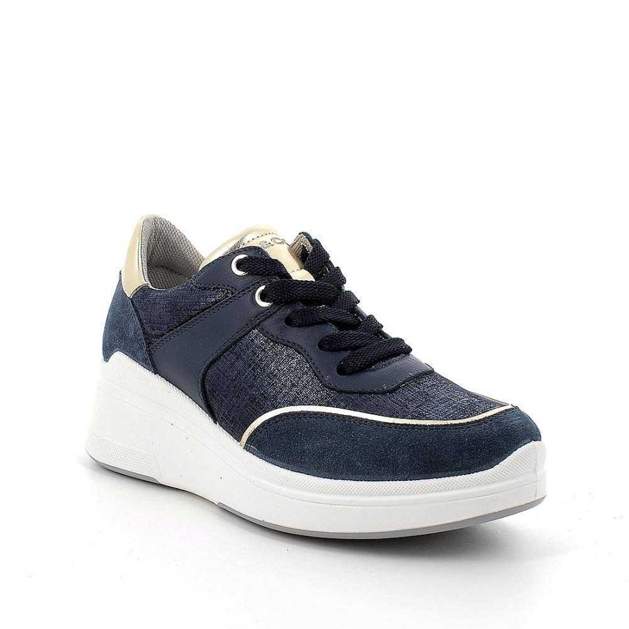 Igi&Co Sneakers Con Zeppa In Pelle Da Donna Jeans Zeppe