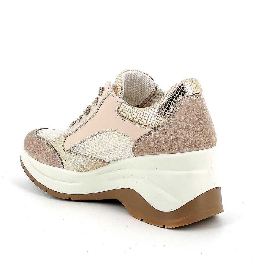 Igi&Co Sneakers Con Zeppa Da Donna Visone-Bianco Zeppe