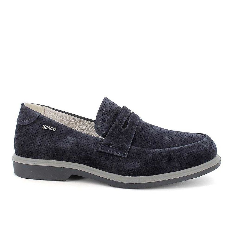 Igi&Co Mocassini In Pelle Da Uomo Blu Mocassini E Scarpe Basse