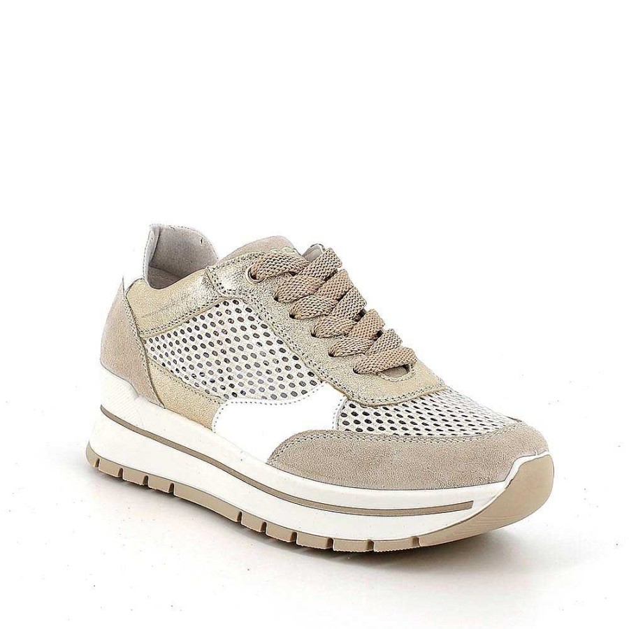 Igi&Co Sneakers Da Donna Beige-Bianco-Platino Sneakers