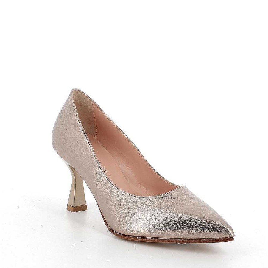 Igi&Co Decollete Con Tacco In Pelle Da Donna Platino Scarpe Con Tacco