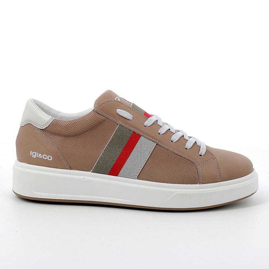 Igi&Co Sneakers In Pelle Da Uomo Taupe-Ghiaccio Sneakers