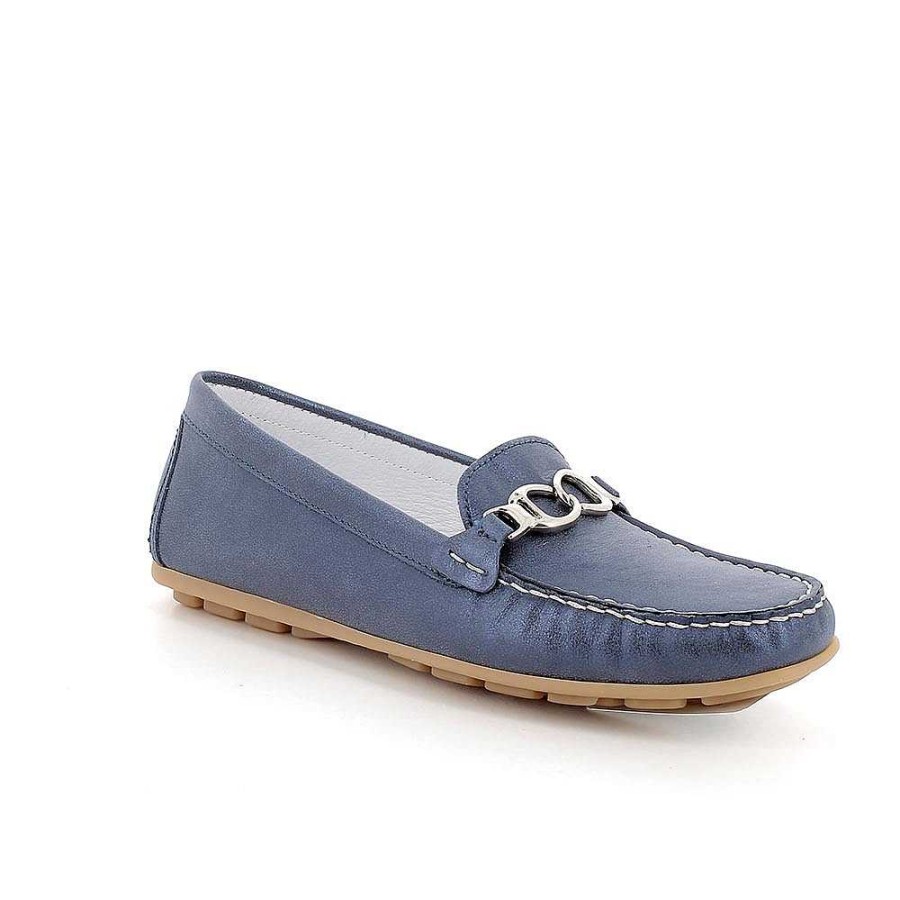 Igi&Co Mocassini In Pelle Da Donna Blu Laminato Mocassini E Slip On