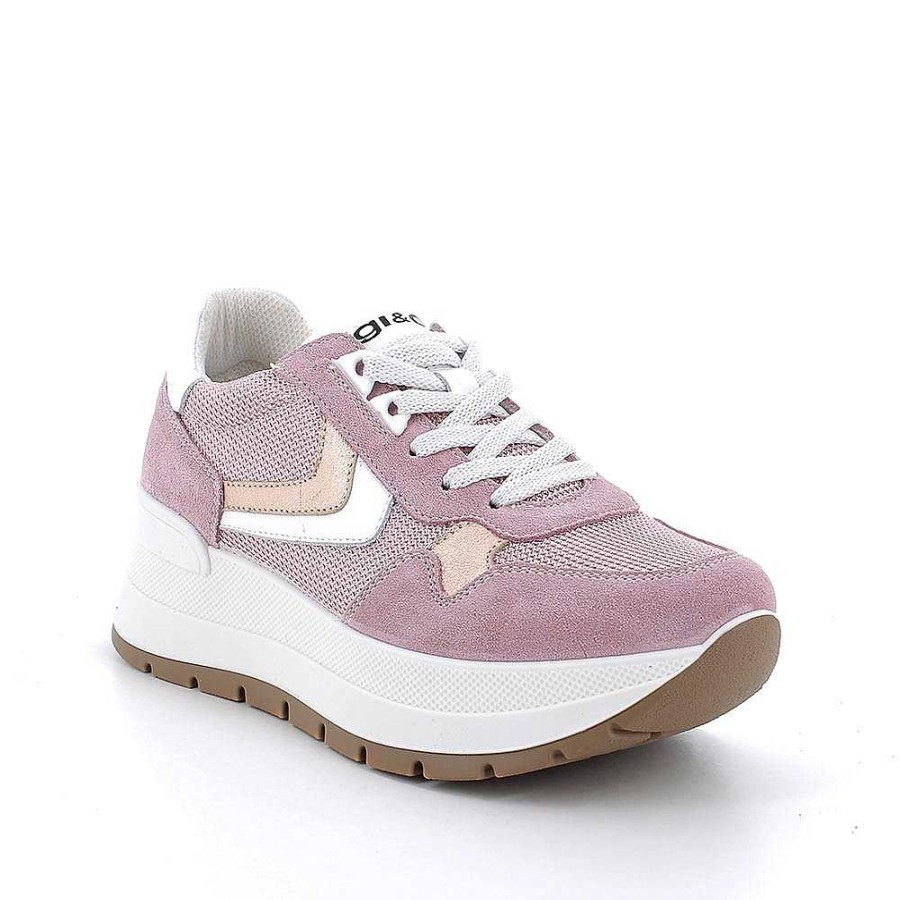 Igi&Co Sneakers Con Zeppa Da Donna Rosa-Chiffon Zeppe