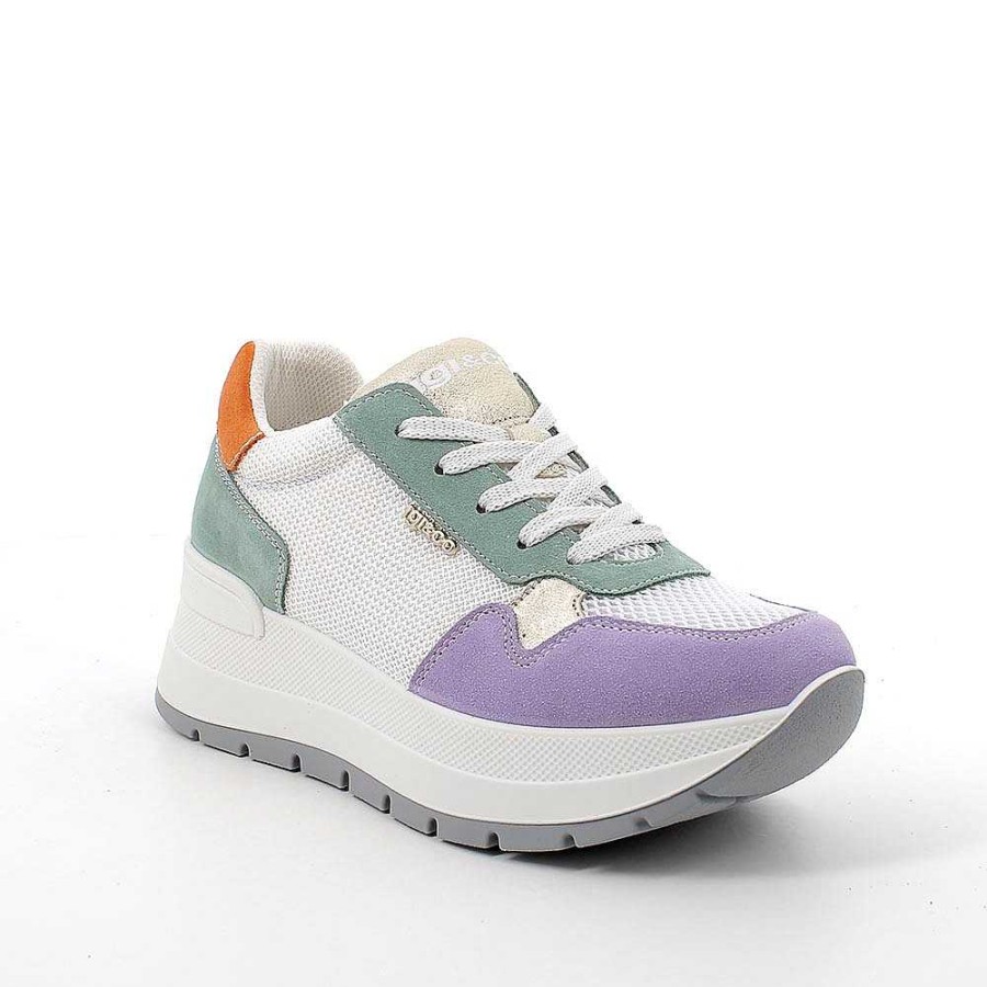 Igi&Co Sneakers Con Zeppa Da Donna Iris-Salvia-Bianco Zeppe