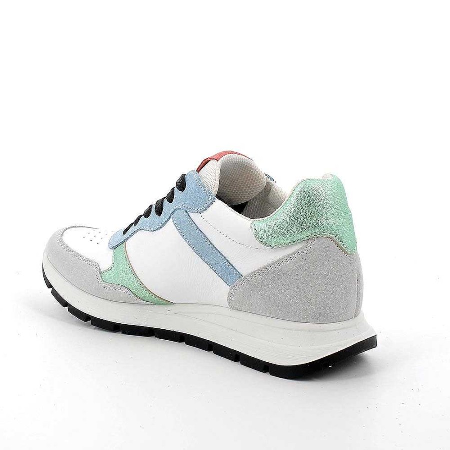 Igi&Co Sneakers In Pelle Da Donna Bianco-Cristal-Celeste Sneakers