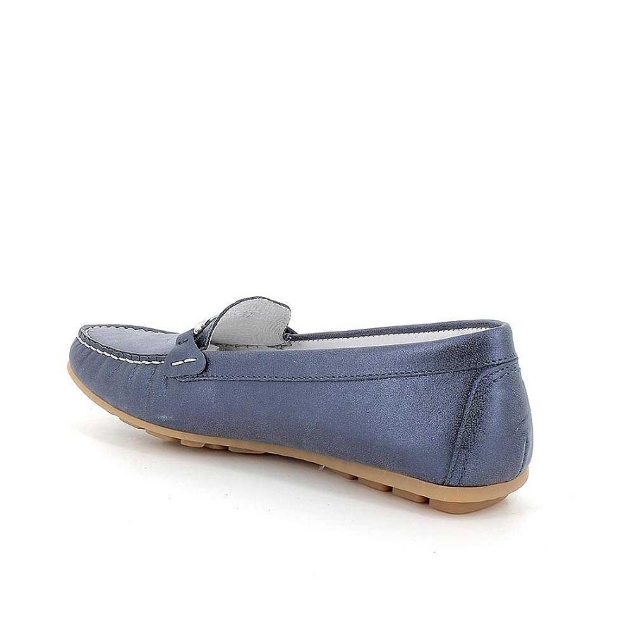 Igi&Co Mocassini In Pelle Da Donna Blu Laminato Mocassini E Slip On