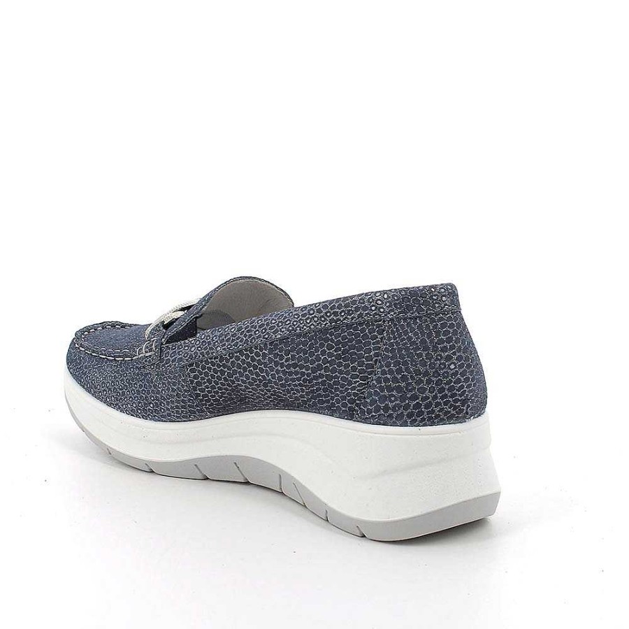 Igi&Co Mocassini Con Zeppa In Pelle Da Donna Blu Iridescente Mocassini E Slip On