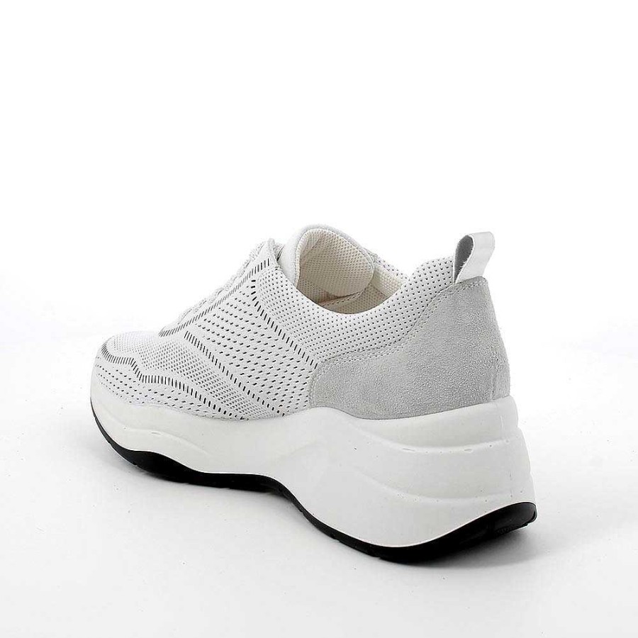 Igi&Co Sneakers Con Zeppa In Pelle Da Donna Bianco Zeppe