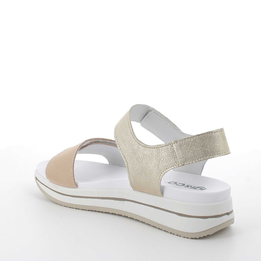 Igi&Co Sandali Con Zeppa In Pelle Da Donna Beige-Bianco Zeppe