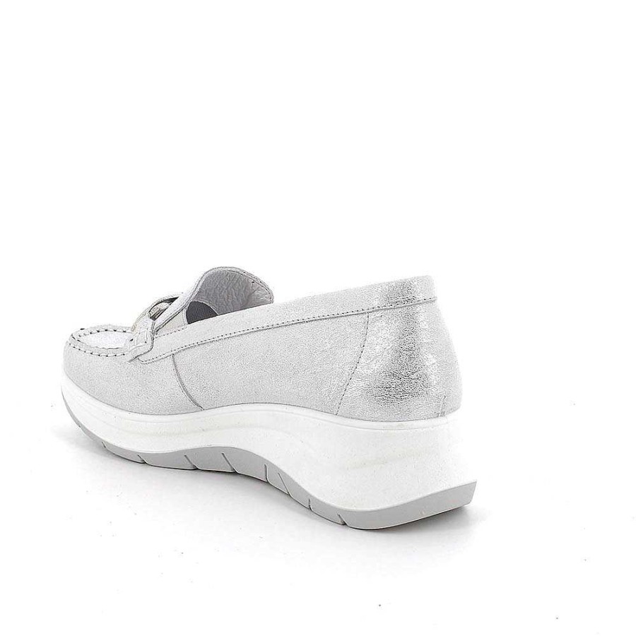 Igi&Co Mocassini Con Zeppa In Pelle Da Donna Argento Mocassini E Slip On