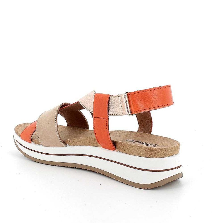 Igi&Co Sandali Con Zeppa In Pelle Da Donna Beige-Arancio Zeppe