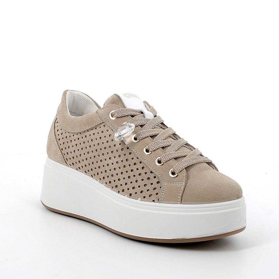 Igi&Co Sneakers Con Zeppa In Pelle Da Donna Avorio Zeppe