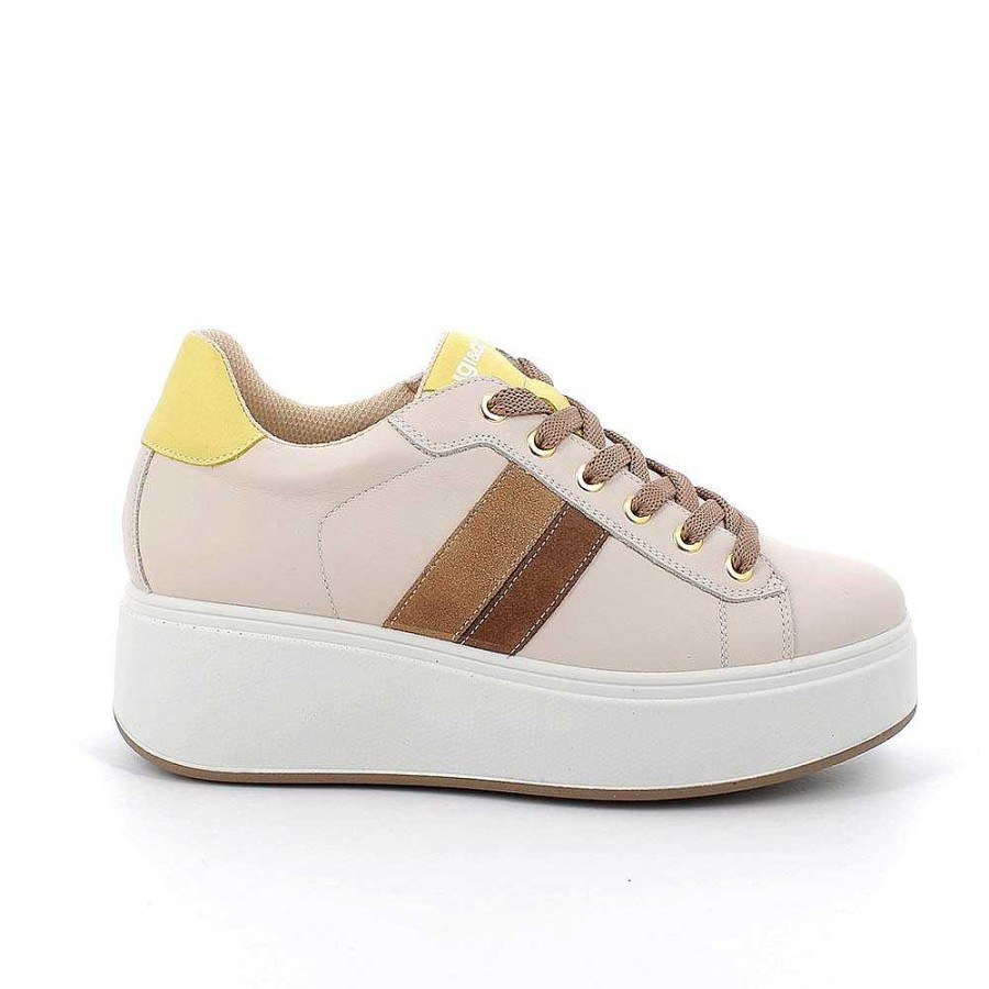 Igi&Co Sneakers Con Zeppa In Pelle Da Donna Ecru Zeppe