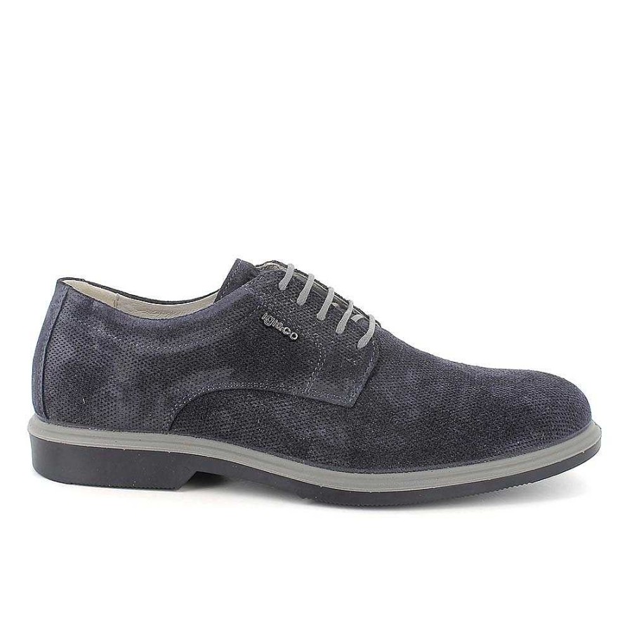 Igi&Co Stringate In Pelle Da Uomo Blu Stringate