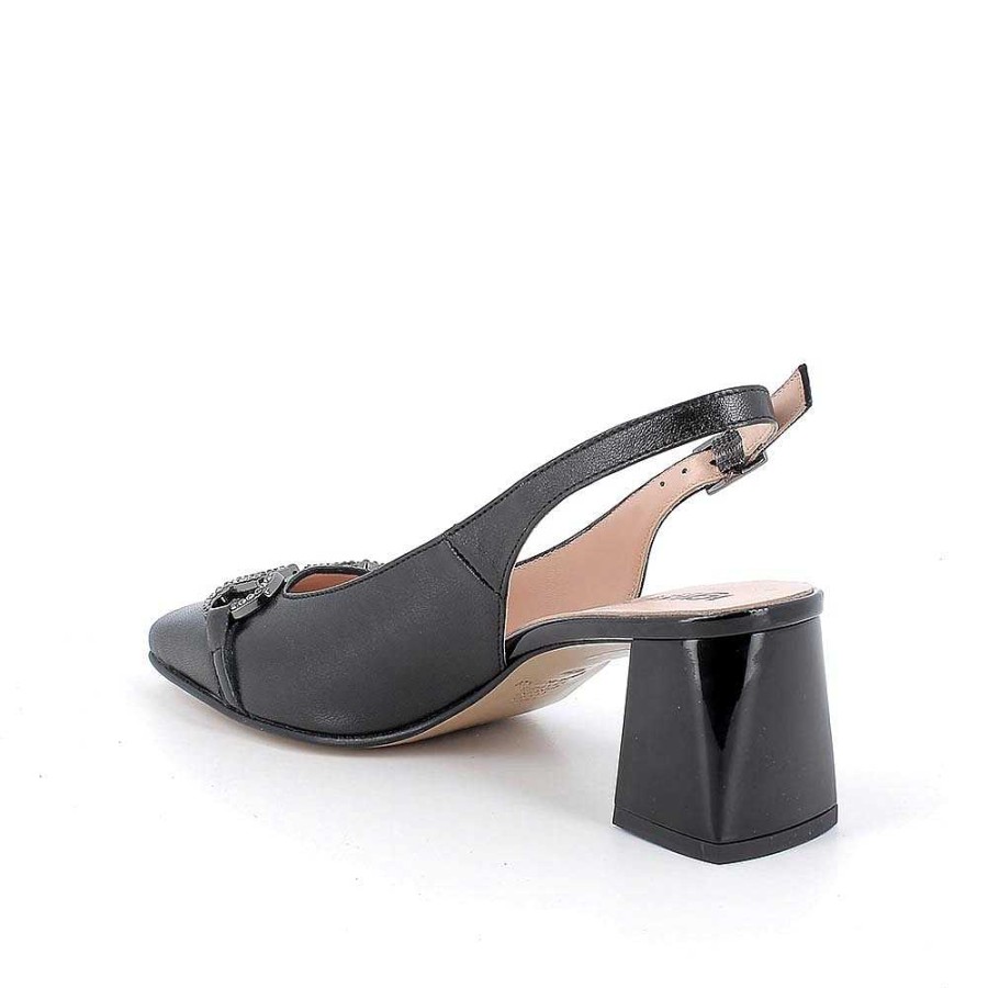 Igi&Co Decollete Con Cinturino Posteriore In Pelle Da Donna Nero Scarpe Con Tacco