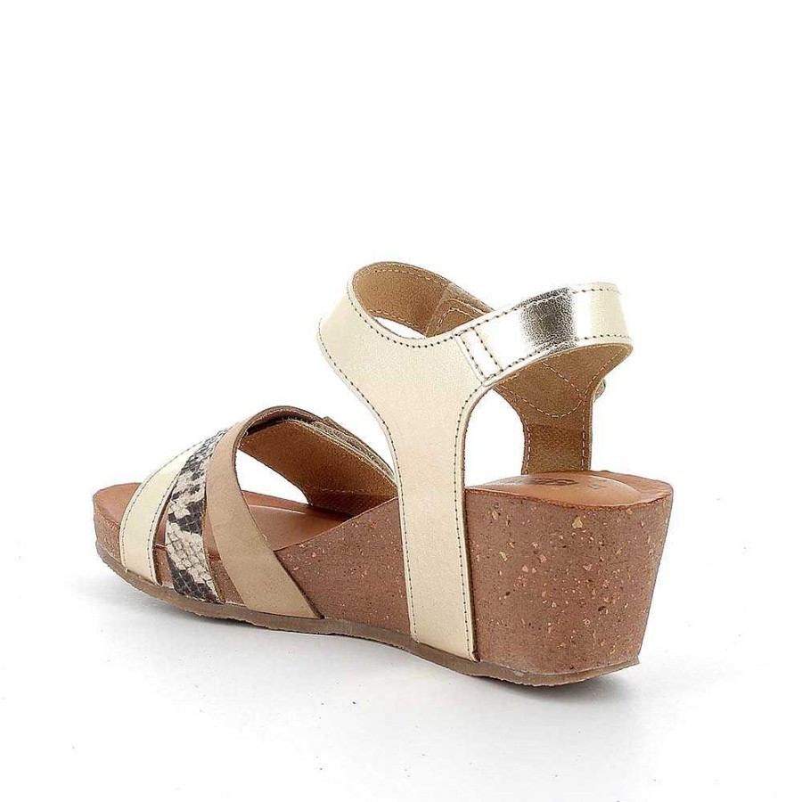 Igi&Co Sandali Con Zeppa In Pelle Da Donna Oro-Beige Chiaro Zeppe