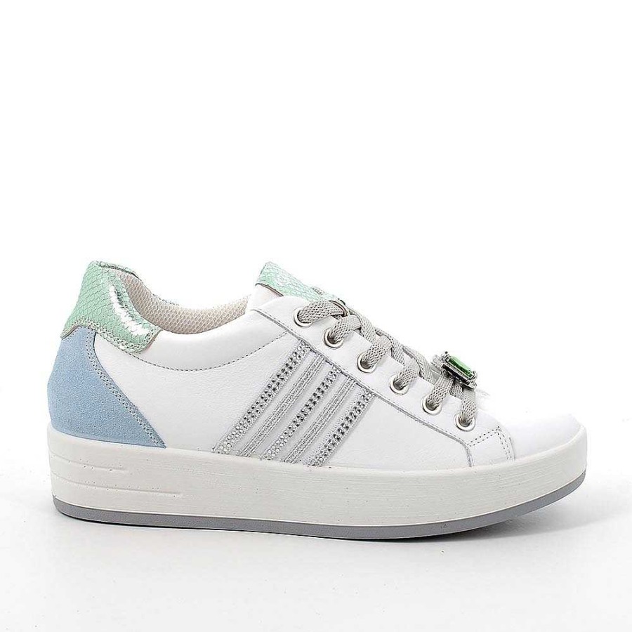 Igi&Co Sneakers In Pelle Da Donna Bianco-Celeste Sneakers