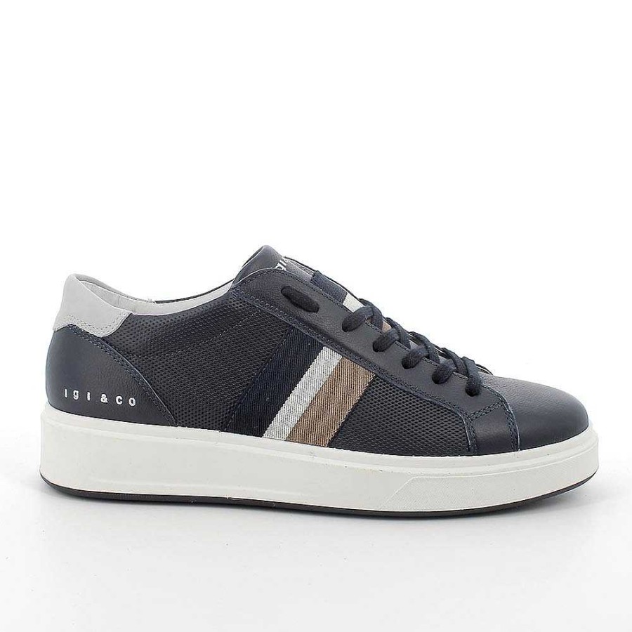 Igi&Co Sneakers In Pelle Da Uomo Blu-Perla Sneakers