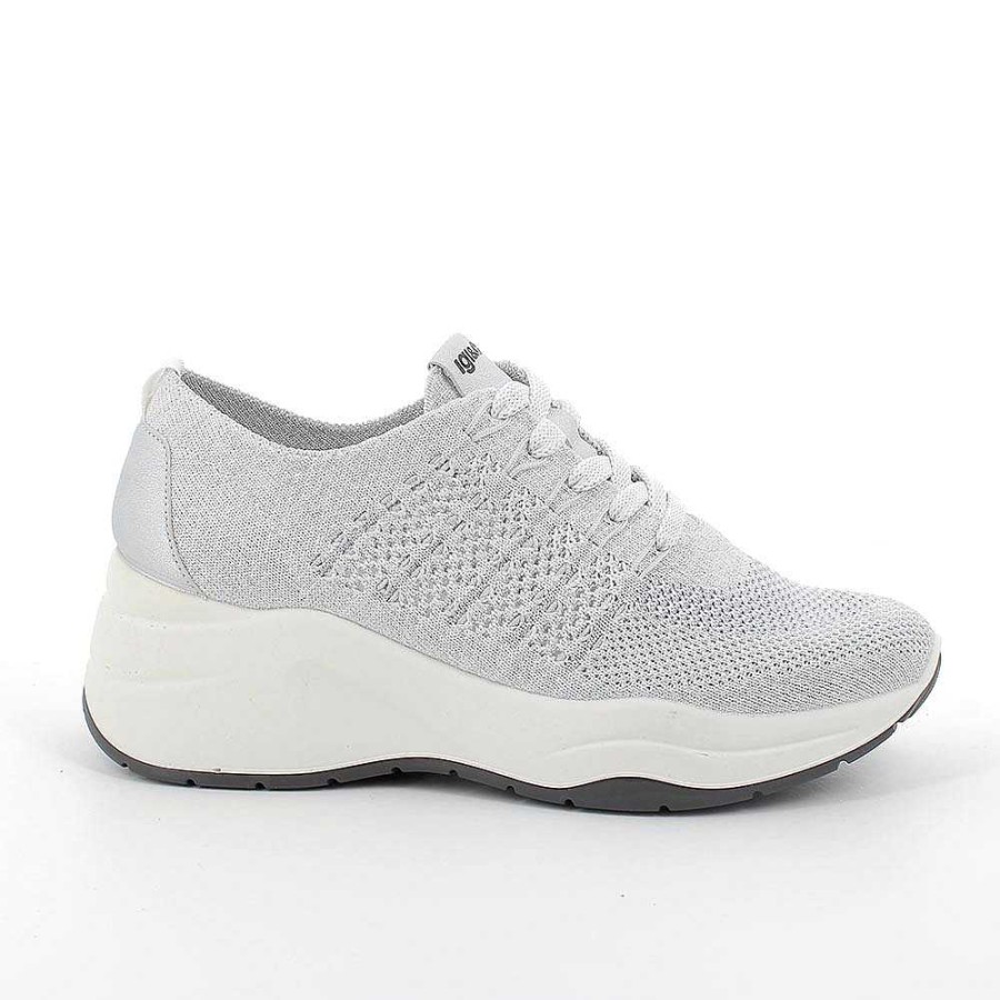 Igi&Co Sneakers Con Zeppa Da Donna Bianco-Argento Zeppe