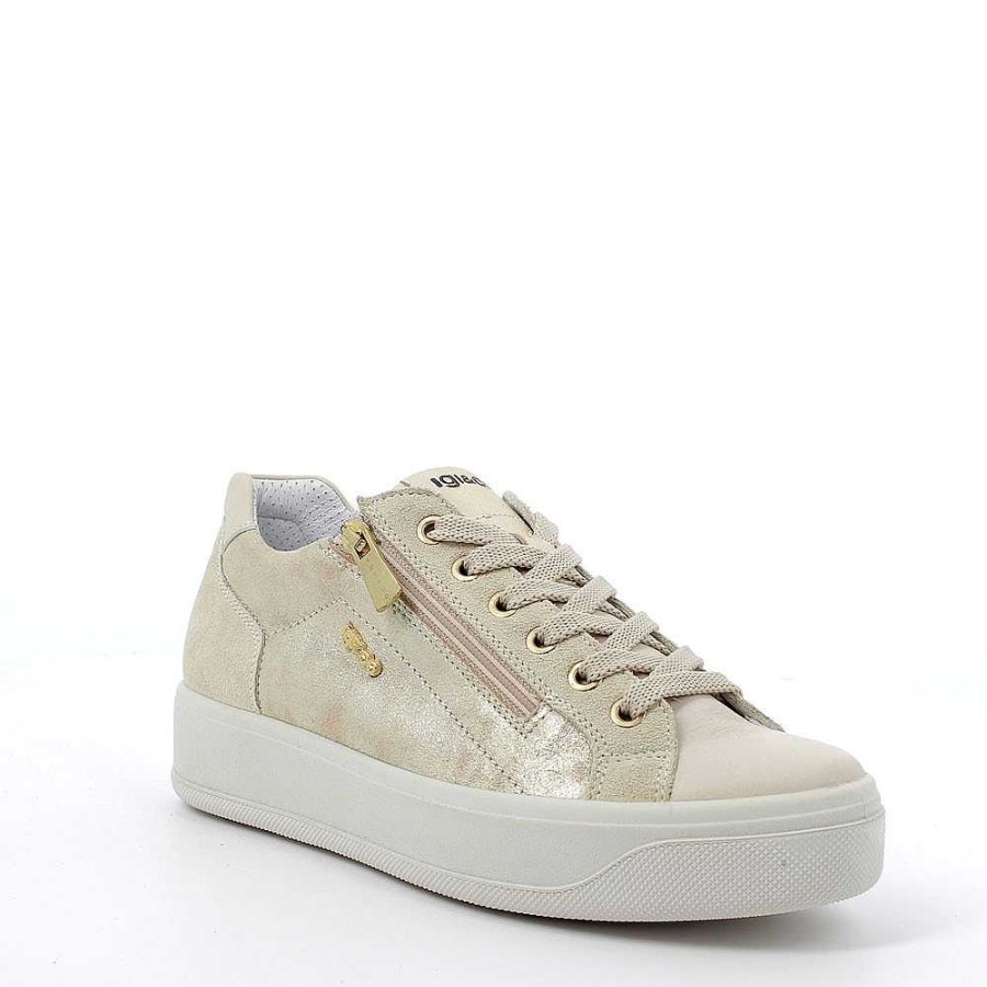 Igi&Co Sneaker In Pelle Da Donna Beige Chiaro-Platino Sneakers