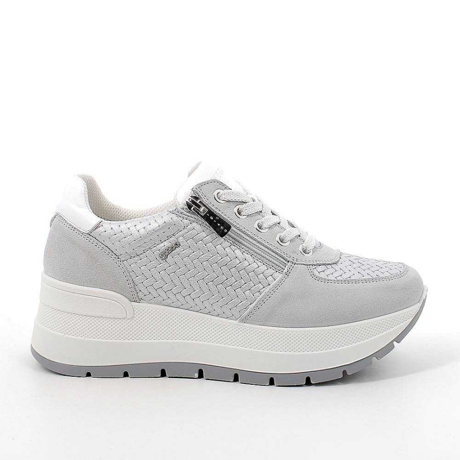 Igi&Co Sneakers Con Zeppa In Pelle Da Donna Cristal-Argento Zeppe