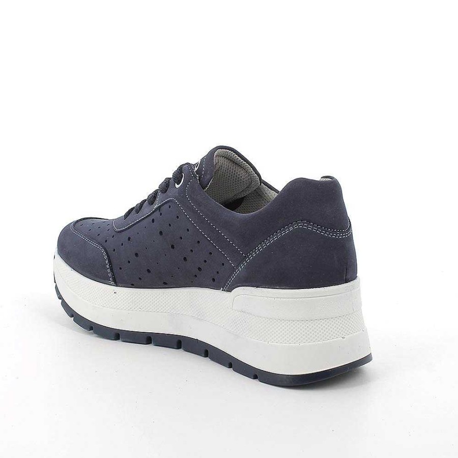 Igi&Co Sneakers Con Zeppa In Pelle Da Donna Blu Zeppe