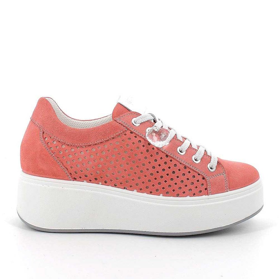 Igi&Co Sneakers Con Zeppa In Pelle Da Donna Salmone Zeppe