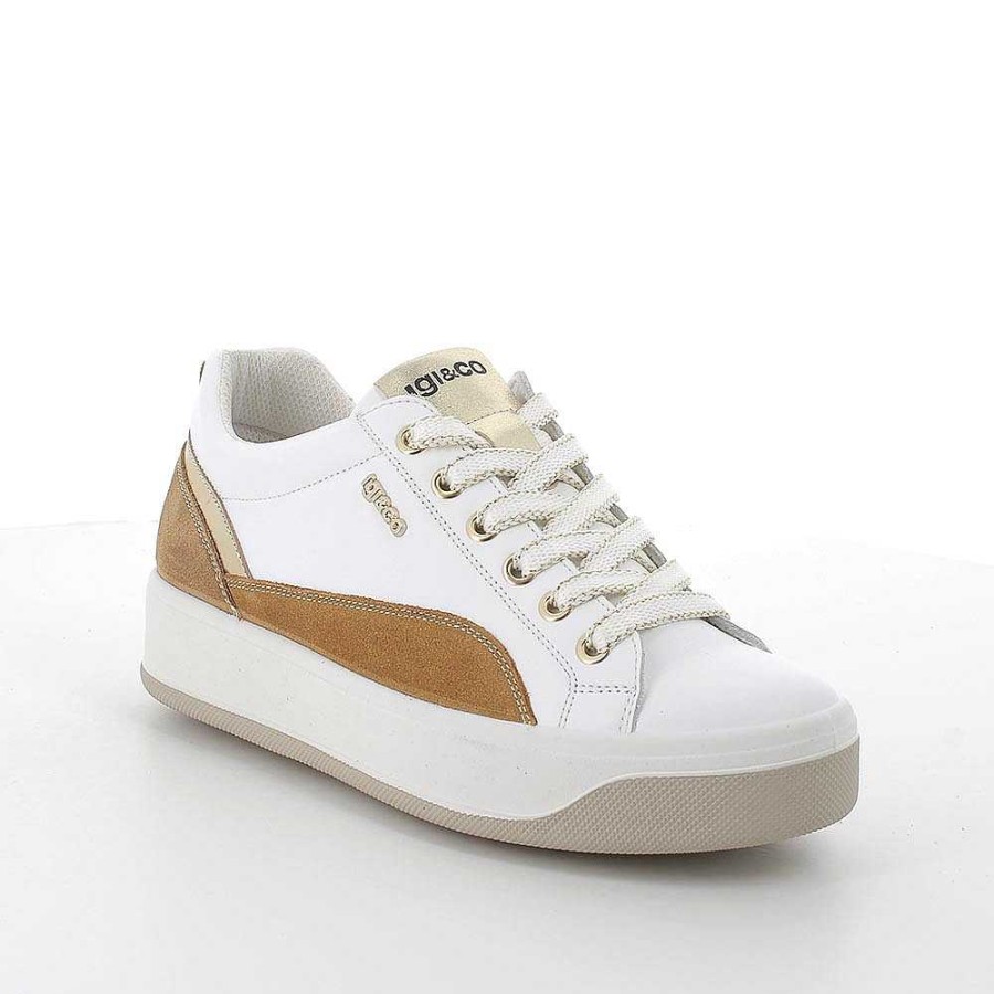 Igi&Co Sneakers In Pelle Da Donna Bianco-Cuoio Sneakers