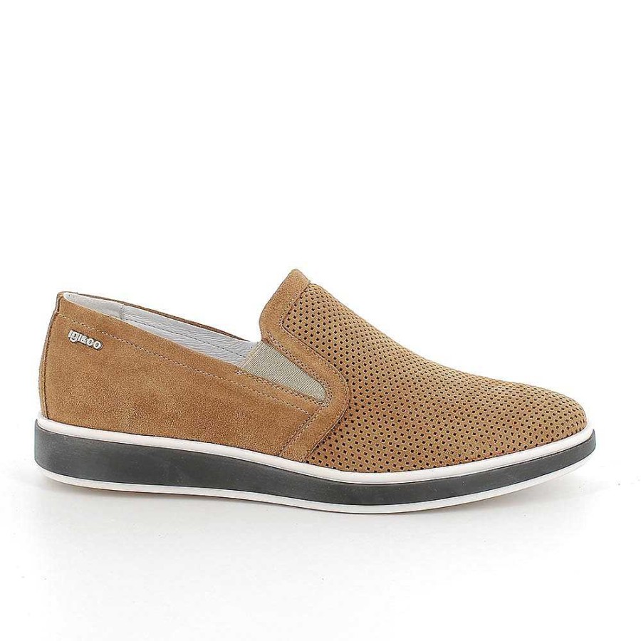 Igi&Co Slip On In Pelle Da Uomo Cuoio Mocassini E Scarpe Basse