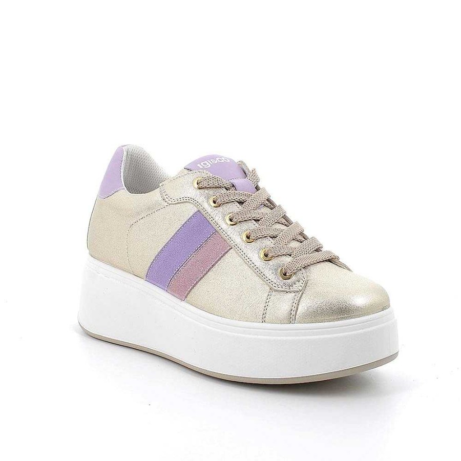 Igi&Co Sneakers Con Zeppa In Pelle Da Donna Platino Zeppe