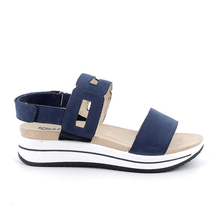 Igi&Co Sandali Con Zeppa In Pelle Da Donna Blu Zeppe