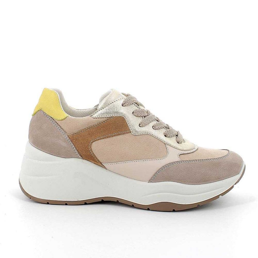 Igi&Co Sneakers Con Zeppa Da Donna Visone-Beige Zeppe