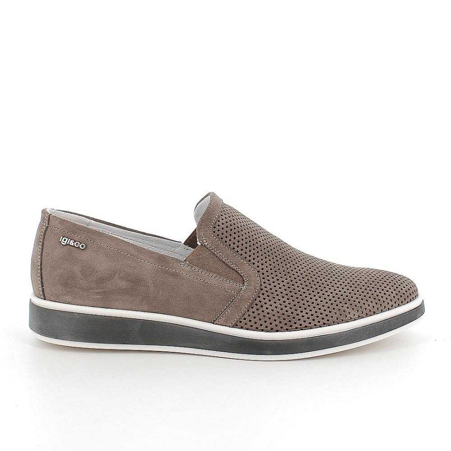 Igi&Co Slip On In Pelle Da Uomo Peltro Mocassini E Scarpe Basse