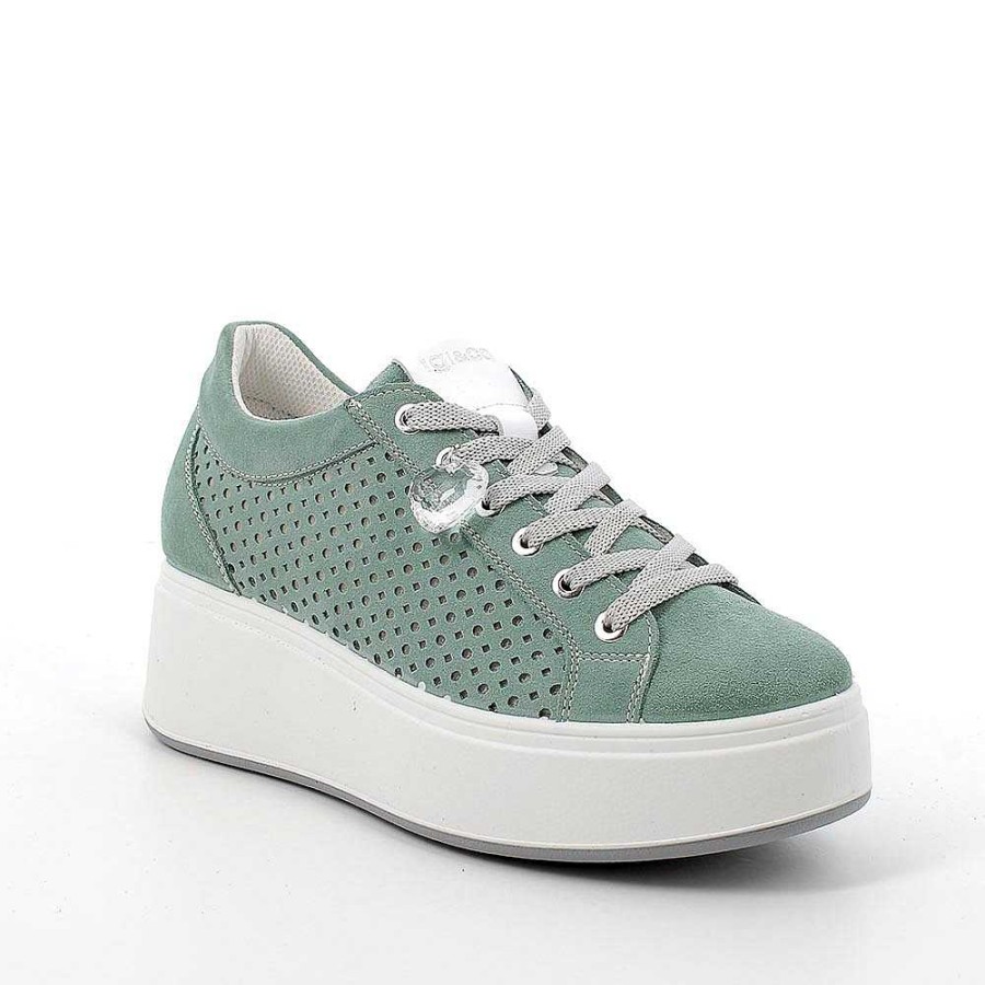 Igi&Co Sneakers Con Zeppa In Pelle Da Donna Verde Menta Zeppe